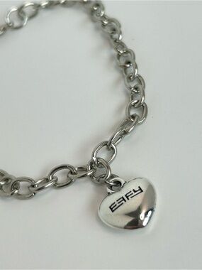 Vintage Silver Tone EFFY Heart Charm Bracelet 8.5 inches